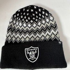 47 Womens Black Gray Las Vegas Raiders Football-NFL Knit Beanie Ski Hat One Size